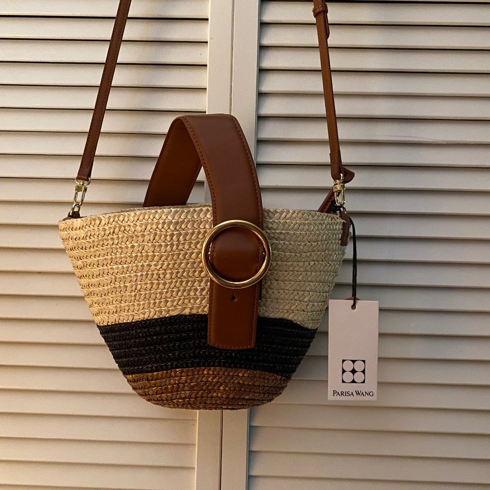 PARISA WANG Summer Straw Tri-Color Tote Purse New W/ Tags